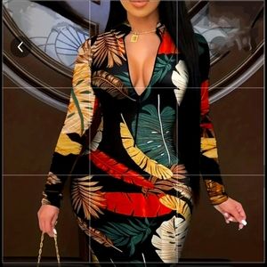 Long sleeve leaf dress